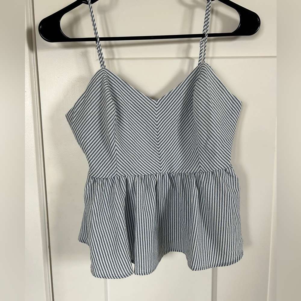 Blue and white striped tank top NWOT